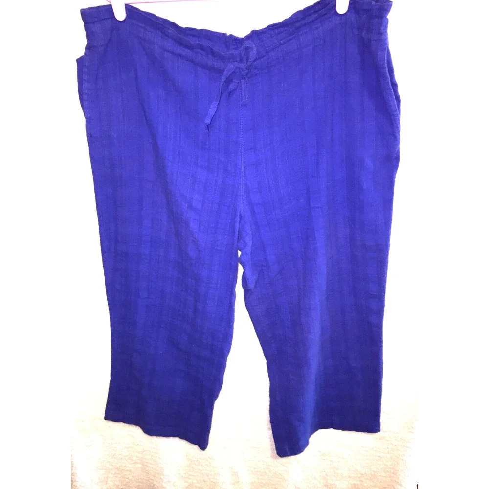 Jordan Taylor Beach wear Light weight Drawstring Capris Blue Plus